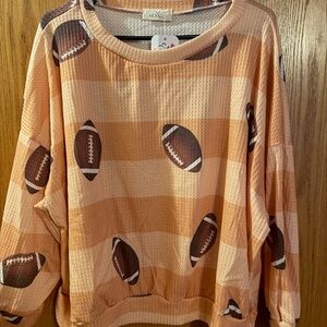 Hokey Women's Peach Football Print waffle top